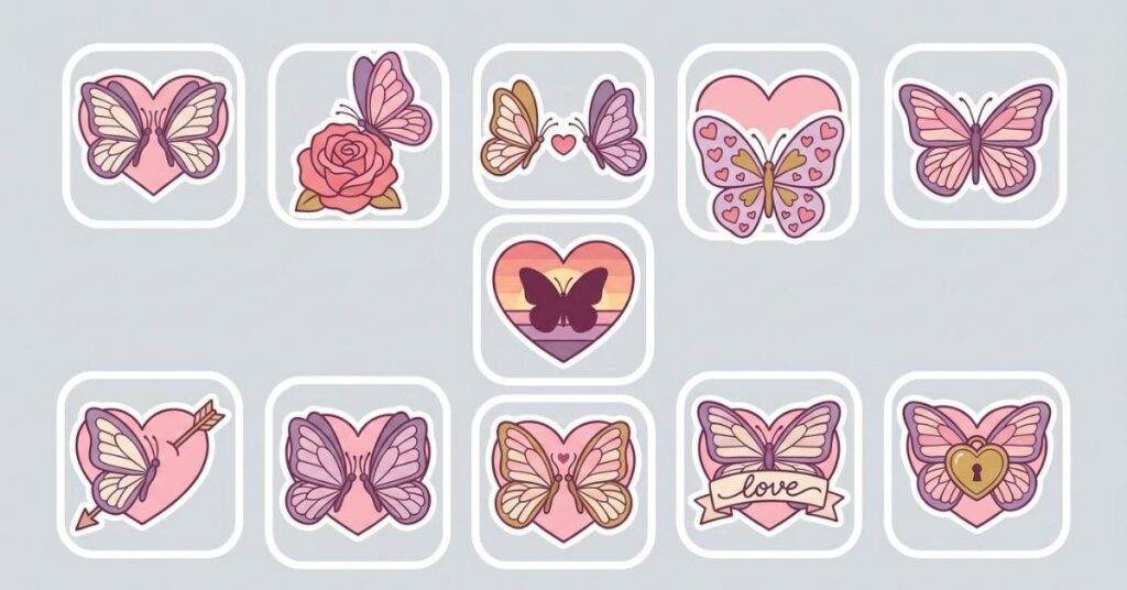 Romantic Butterfly Icons