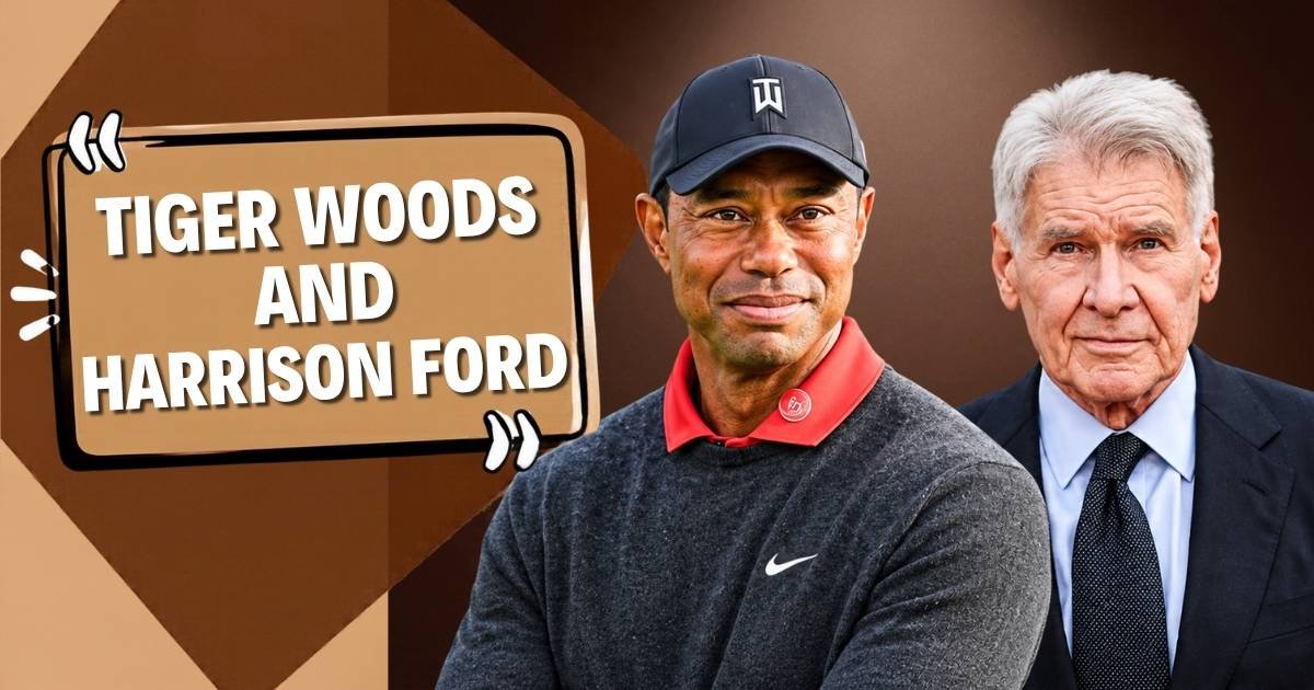 Tiger Woods and Harrison Ford